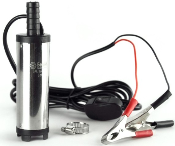 Насос перекачки топлива БелАК 24V D38 погружной, съемный фильтр, для канистр (БAK.17438) [БАК.17438]