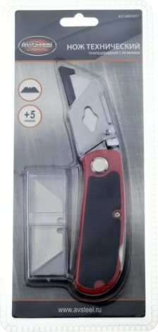 Нож AV Steel AV-900901 Нож трапецивидный с лезвиями 5 шт Нож AV Steel AV-900901 Нож трапецивидный с лезвиями 5 шт