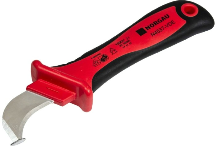 Нож для снятия изоляции диэлектрический Norgau N4537-VDE с загнутым лезвием 215 мм [067367017]