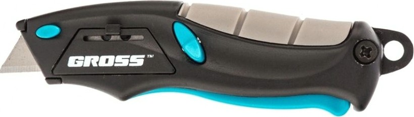 Нож для строительных работ GROSS 100 мм, мини авто выброс/возврат лезвия [78873]