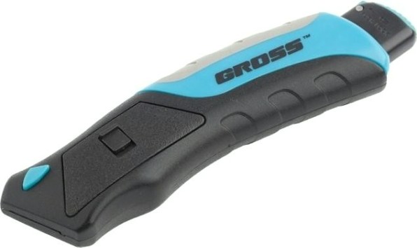 Нож для строительных работ GROSS 175 мм кнопочный авто выброс/возврат лезвия [78879]