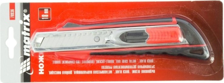 Нож для строительных работ MATRIX 18 мм нож, выдвиж. лезвие "quick blade" мет. напра [78936]