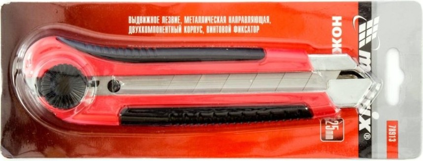 Нож для строительных работ MATRIX 25 мм нож, выдвиж. лезвие,метал. направляющая, дв [78913]