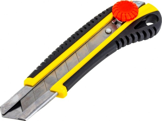 Нож для строительных работ STAYER HERCULES-25 с винтовым фиксатором сегмент. лезвия 25 мм, [09141_z01]