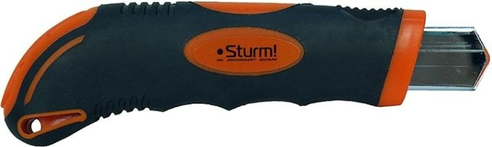 Нож для строительных работ Sturm 1076-08-05 18мм, автомат. смена лезвий, 3 лезвия, доп. фиксат