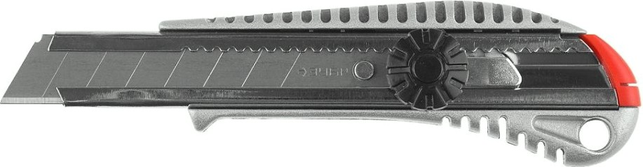 Нож для строительных работ ЗУБР ПРО-18В металлический с винтовым фиксатором сегмент. лезви [09172]