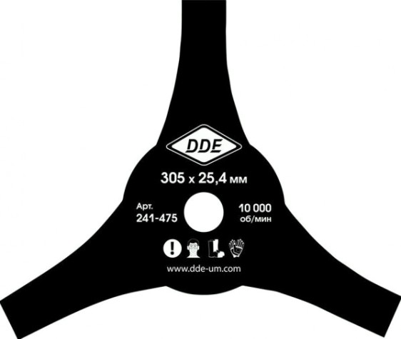 Нож для триммера DDE AIR-CUT 3-х лопастной (305х25,4/20 мм) [241-475]