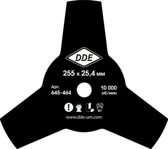 Нож для триммера DDE GRASS CUT 3-х лопастной (255х25,4 мм) [645-464]