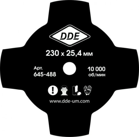 Нож для триммера DDE GRASS CUT 4-х лопастной (230х25,4 мм) [645-488]