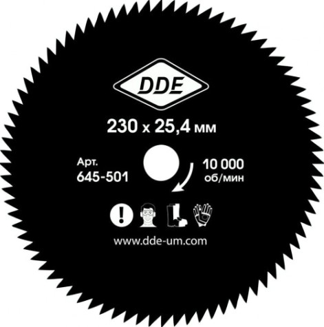 Нож для триммера DDE WOOD CUT (230х25,4 мм; 60 зубьев) [645-501]