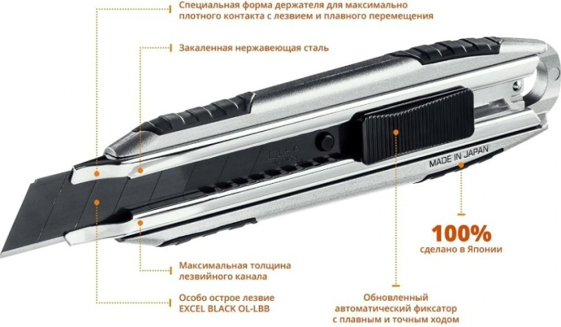 Нож Olfa OL-MXP-AL x-design autolok фиксатор, 18 мм [OL-MXP-AL]