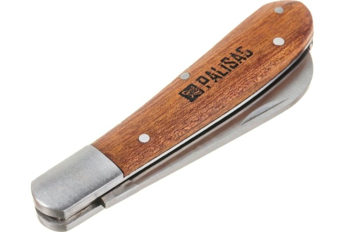 Нож садовый PALISAD 79003 173 мм складной, прямое лезвие, деревянная рукоятк