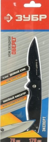 Нож складной "ЭКСПЕРТ" ЗУБР ОБЕРЕГ стальная рукоятка, 170мм/лезвие 70мм [47701_z01]