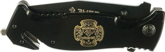 Нож складной "ЭКСПЕРТ" ЗУБР СПАСАТЕЛЬ серрейтор. заточка, наконечник д/стекол, 200мм [47707_z01]