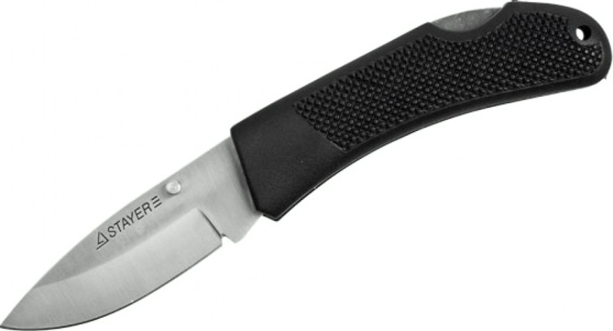 Нож складной с обрезиненной ручкой STAYER MASTER средний, 47600-1_z01 [47600-1_z01]