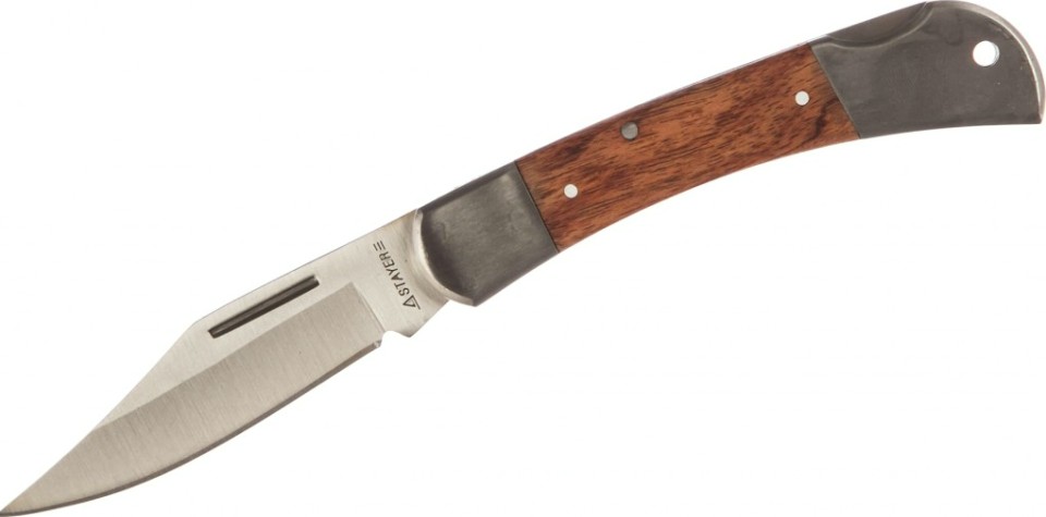 Нож складной STAYER MASTER с деревянными вставками, средний 47620-1_z01 [47620-1_z01]