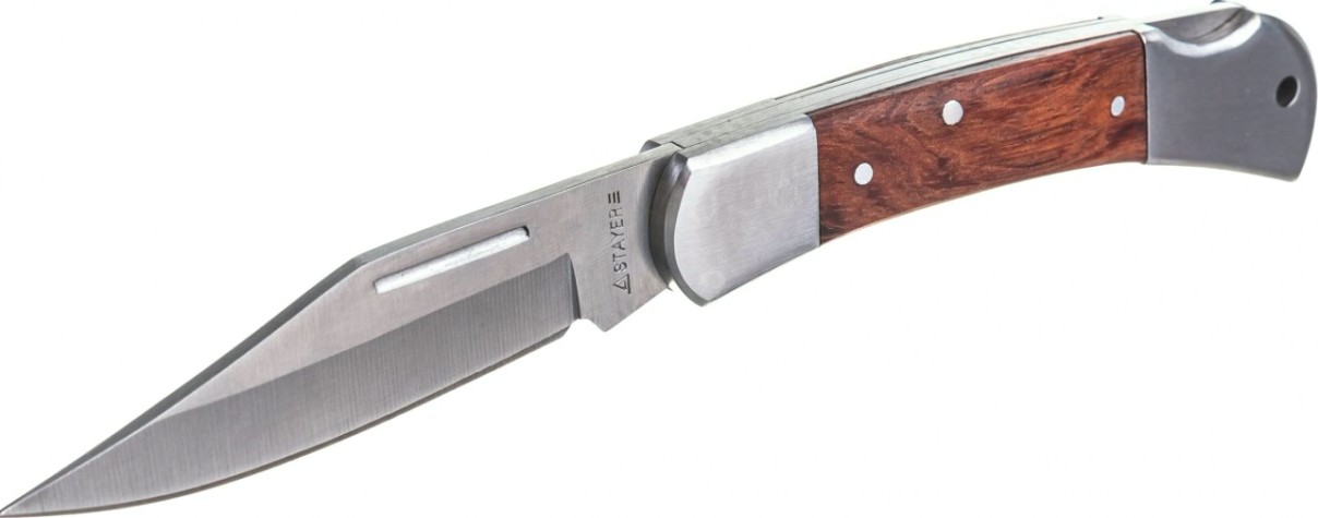 Нож складной STAYER MASTER с деревянными вставками, средний 47620-1_z01 [47620-1_z01]