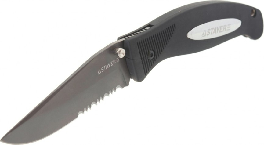 Нож складной STAYER PROFI серрейторная заточка, 47623 [47623]