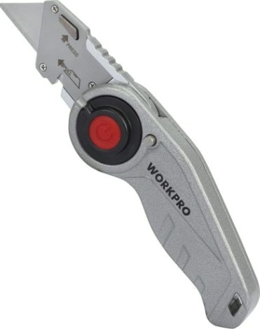 Нож складной WORKPRO WP211009 со сменными лезвиями с подсветкой