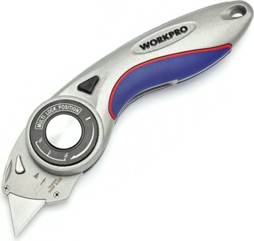 Нож складной WORKPRO WP211013 со сменными лезвиями, алюминиевый