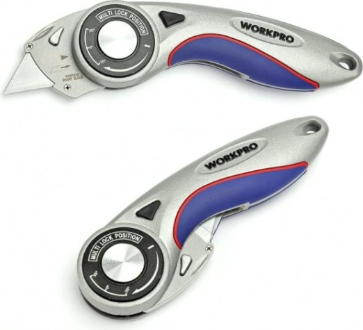 Нож складной WORKPRO WP211013 со сменными лезвиями, алюминиевый