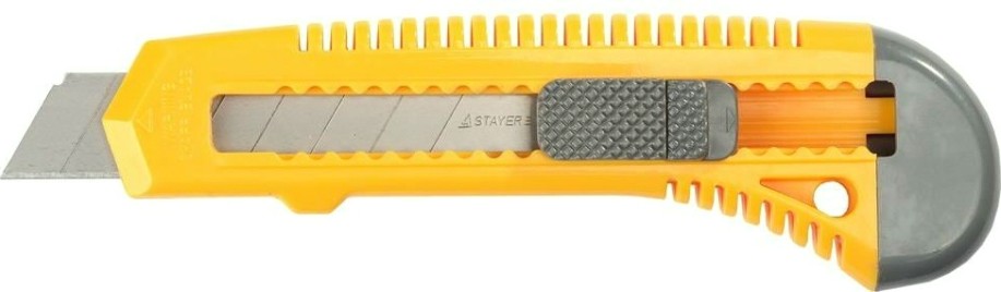 Нож STAYER "STANDARD" с выдвижным сегмент. лезвием, пластмасс.18 мм 0911 [0911]