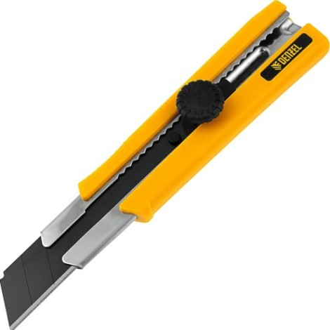 Нож строительный Denzel 78 945 25 мм, сменное лезвие, SK4, корпус из TPR [78945]