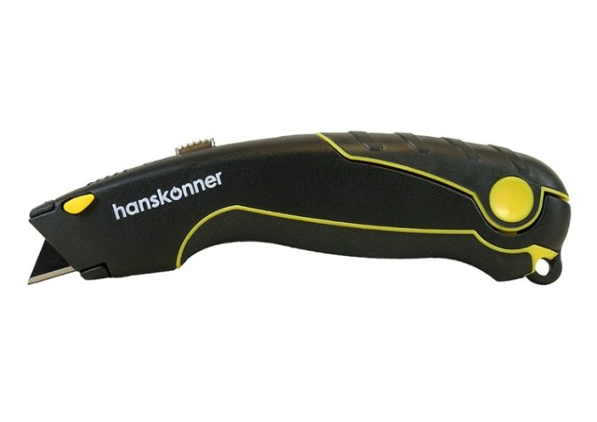 Нож строительный HANSKONNER HK1076-01-P2 трапециевидное лезвие, 4 доп. лезвия, sk2, tpr рук