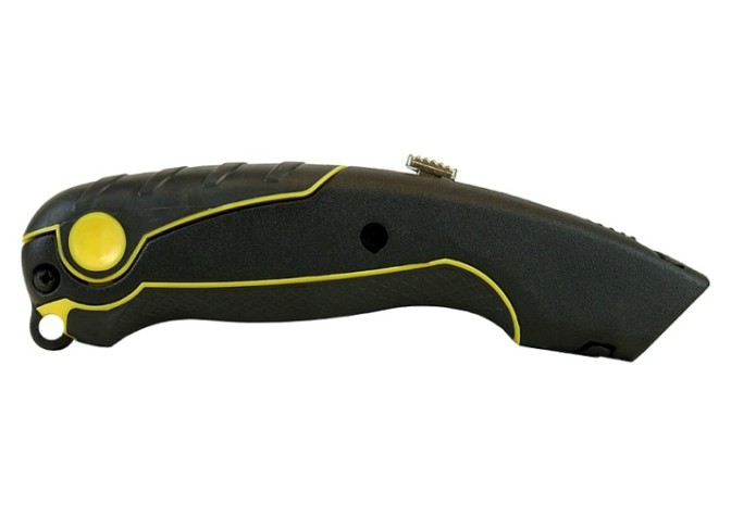 Нож строительный HANSKONNER HK1076-01-P2 трапециевидное лезвие, 4 доп. лезвия, sk2, tpr рук Нож строительный HANSKONNER HK1076-01-P2 трапециевидное лезвие, 4 доп. лезвия, sk2, tpr рук