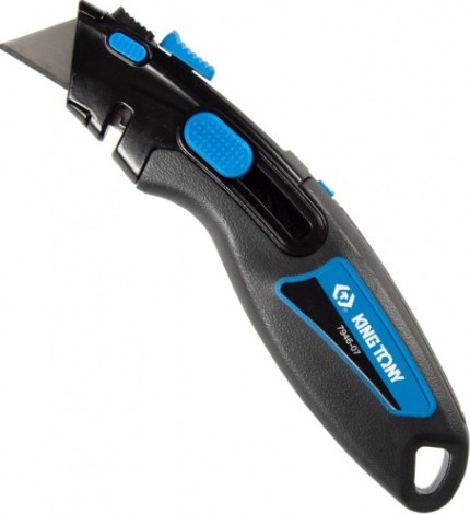 Нож строительный KING TONY 7946-07 со сменными трапециевид. лезвиями, 19 мм
