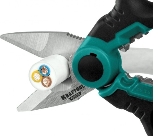 Ножницы электрика KRAFTOOL ELECTRIC 4-в-1, 160 мм с чехлом [23356]