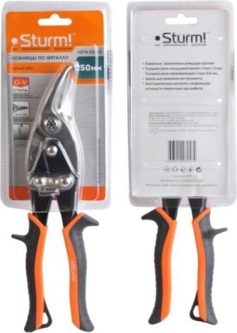 Ножницы по металлу Sturm 1074-02-03 двухрычажные, левый рез