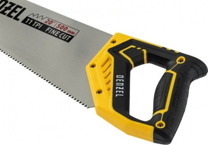 Ножовка по дереву Denzel 11 TPI 500 мм, зуб 3d, двухкомп. рукоятка [24148]