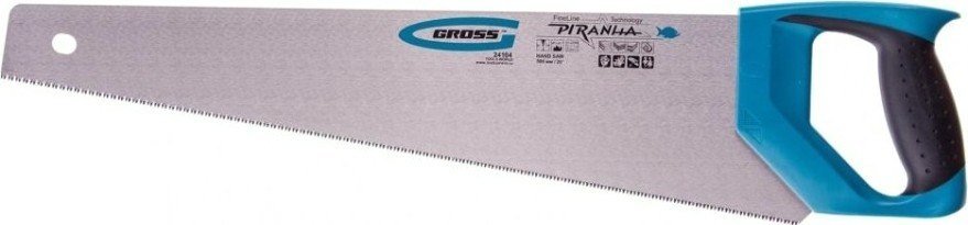 Ножовка по дереву GROSS 500 мм "piranha", 11-12 tpi, зуб-3d, каленый зуб, 2-х ком [24104]