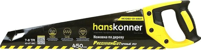 Ножовка по дереву HANSKONNER HK1060-01-4507 450мм, чистый рез Ножовка по дереву HANSKONNER HK1060-01-4507 450мм, чистый рез