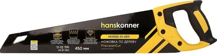Ножовка по дереву HANSKONNER HK1060-01-4511 450мм, чистый рез Ножовка по дереву HANSKONNER HK1060-01-4511 450мм, чистый рез