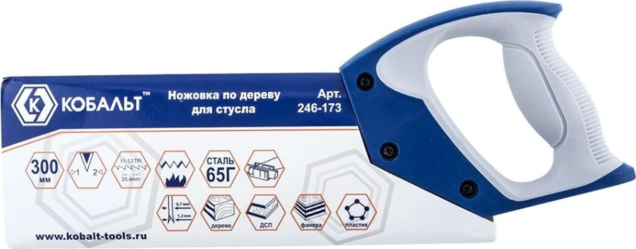 Ножовка по дереву Кобальт 246-173 300 мм, для стусла, зак. зуб, 2d-заточка, двухк. р Ножовка по дереву Кобальт 246-173 300 мм, для стусла, зак. зуб, 2d-заточка, двухк. р