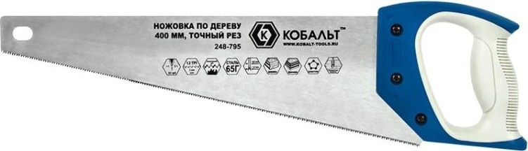 Ножовка по дереву Кобальт 248-795 400 мм, закаленный зуб, 3d-заточка, двухк. рукоятк