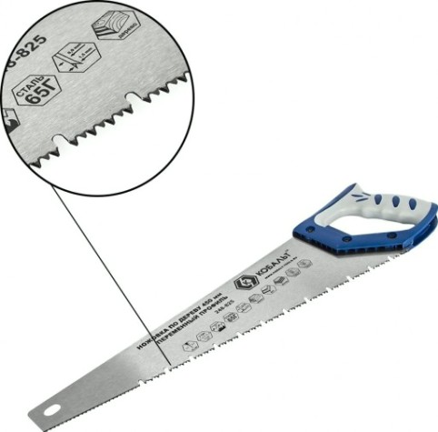 Ножовка по дереву Кобальт 248-825 450 мм, зак. зуб, 3d-заточка, двухк. рукоятка.