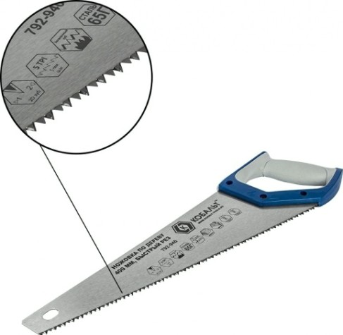 Ножовка по дереву Кобальт 792-940 400 мм, зак. зуб, 2d-заточка, двухк. рукоятка.