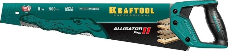Ножовка по дереву KRAFTOOL "Alligator 11" для точного реза 500 мм, 11 tpi 3d зуб, [15203-50]
