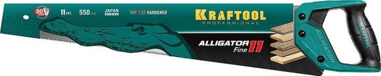 Ножовка по дереву KRAFTOOL "Alligator 11" для точного реза 550 мм, 11 tpi 3d зуб, [15203-55]