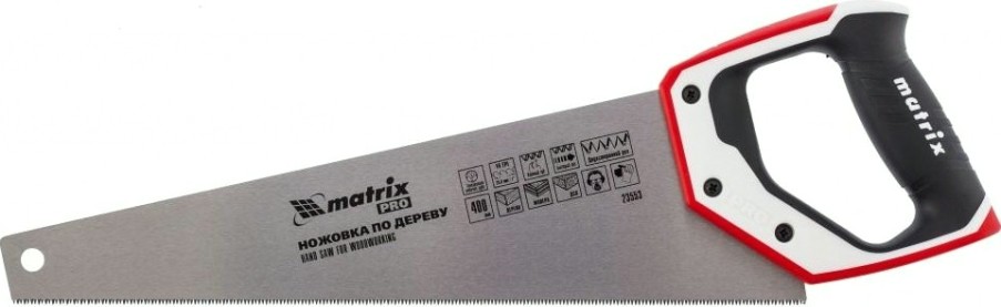 Ножовка по дереву MATRIX 400 мм, 7-8 tpi, зуб-3d, каленый зуб, тефл.покр.полотна, 2- [23553]