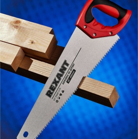Ножовка по дереву REXANT Зубец 350 мм 7-8 tpi, каленый зуб 2d, двухкомпонентная рукоятка [12-8212]