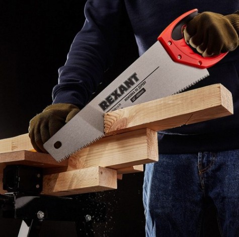 Ножовка по дереву REXANT Зубец 400 мм 7-8 tpi, каленый зуб 2d, двухкомпонентная рукоятка [12-8213]