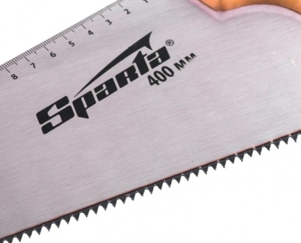 Ножовка по дереву Sparta 400 мм 7-8 трi, каленый зуб линейка, деревянная рукоятка 231855 [231855]