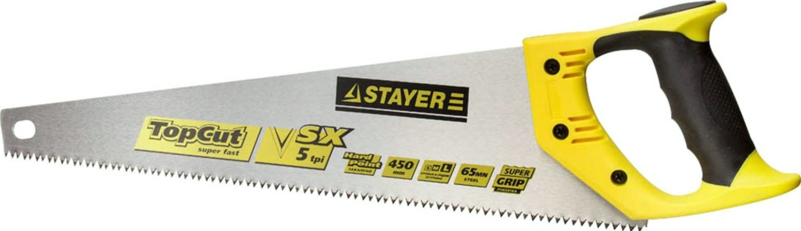Ножовка по дереву STAYER Cobra 5 (пила) 450 мм, 5 tpi, прямой крупный зуб, быстрый [1506-45_z02]