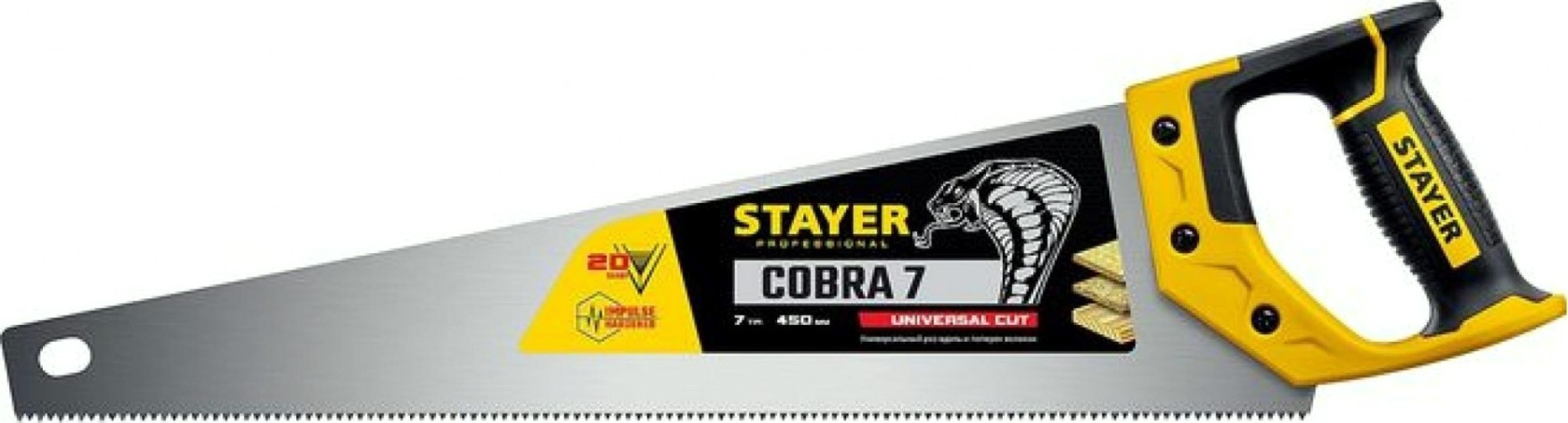 Ножовка по дереву STAYER Cobra 7 универсальная (пила) 450 мм, 7 tpi, универс. зуб, [1510-45_z02]
