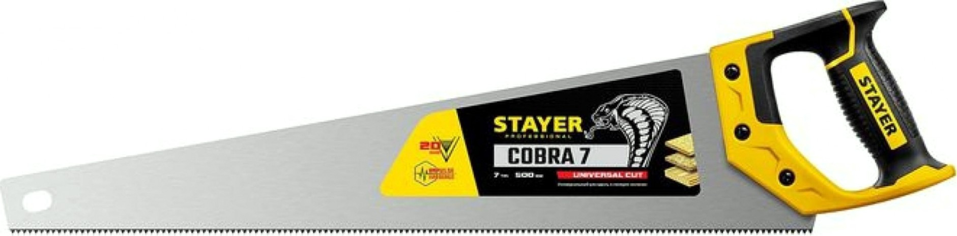 Ножовка по дереву STAYER Cobra 7 универсальная (пила) 500 мм, 7 tpi, универс. зуб, [1510-50_z02]
