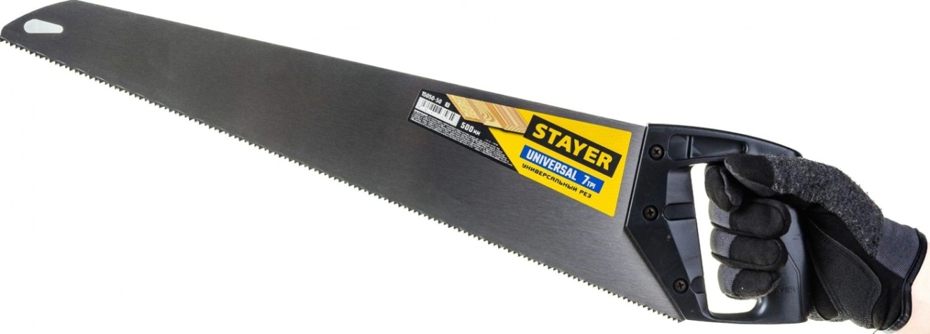 Ножовка по дереву STAYER Universal универсальная (пила) 500мм,7tpi, закаленный зуб, р [15050-50_z03]